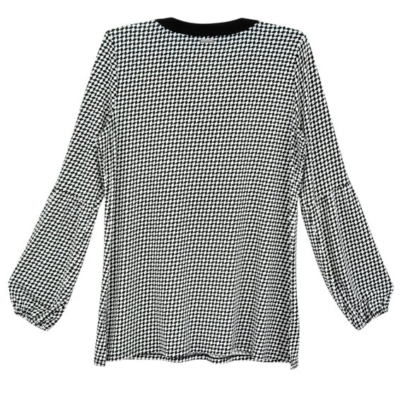 Michael Kors Womens Pullover Stretch Geometric Grommet V-Neck Long Sleeve Top XL - Picture 2 of 10
